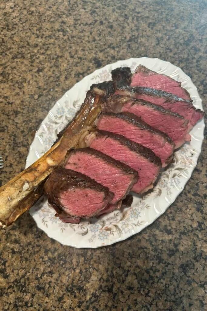 A BBQ tomahawk steak I just made.