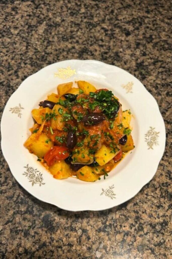 Pan-Braised Cod with Potatoes, Olives & Capers