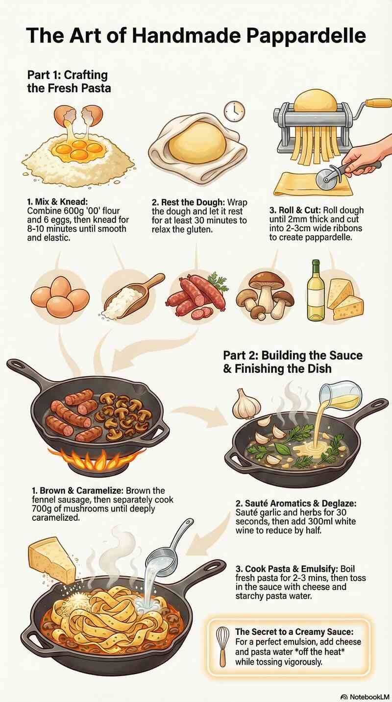 Fresh Pappardelle with Fennel Sausage, Mushrooms & Herbs Infographic