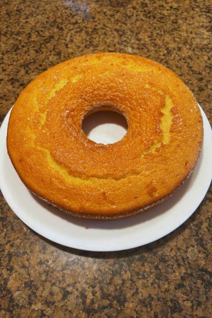 An Italian orange cake just out of the oven on my countertop.