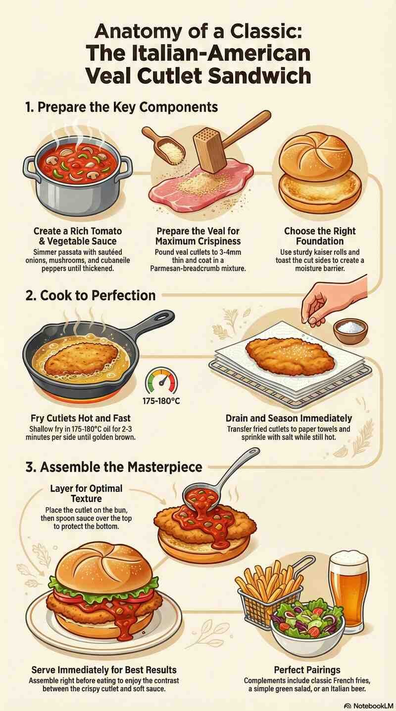 Veal Cutlet Sandwich with Mushrooms Infographic