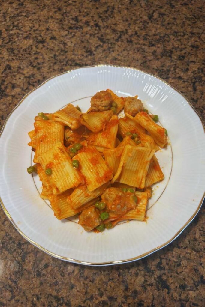 Oven Baked Rigatoni with Meatballs.