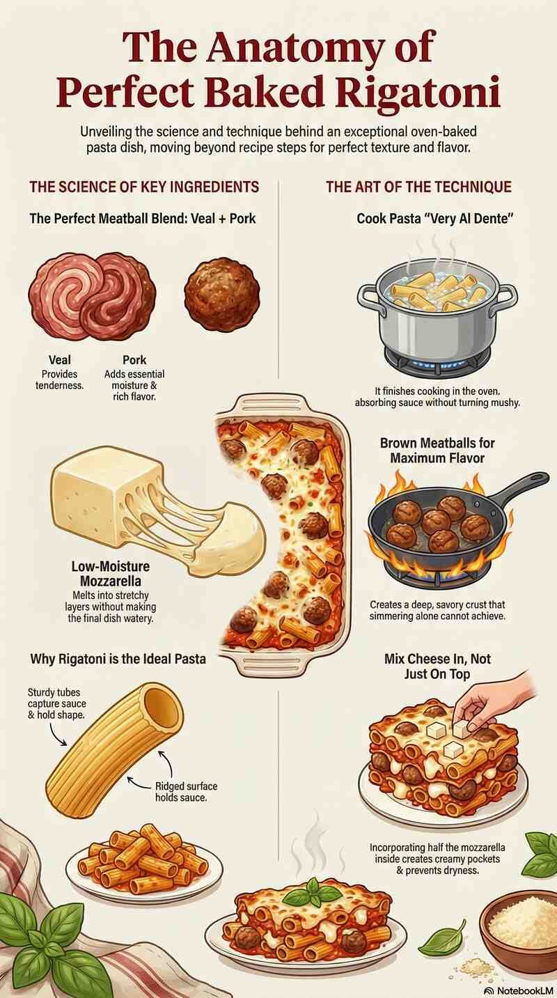 Oven Baked Rigatoni with Meatballs Infographic