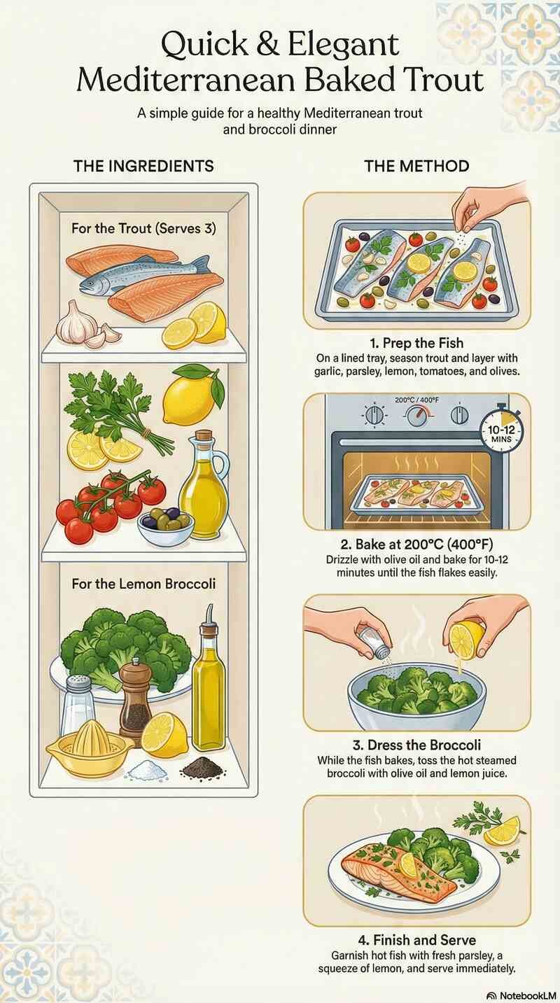 Quick Mediterranean Baked Trout Recipe Infographic