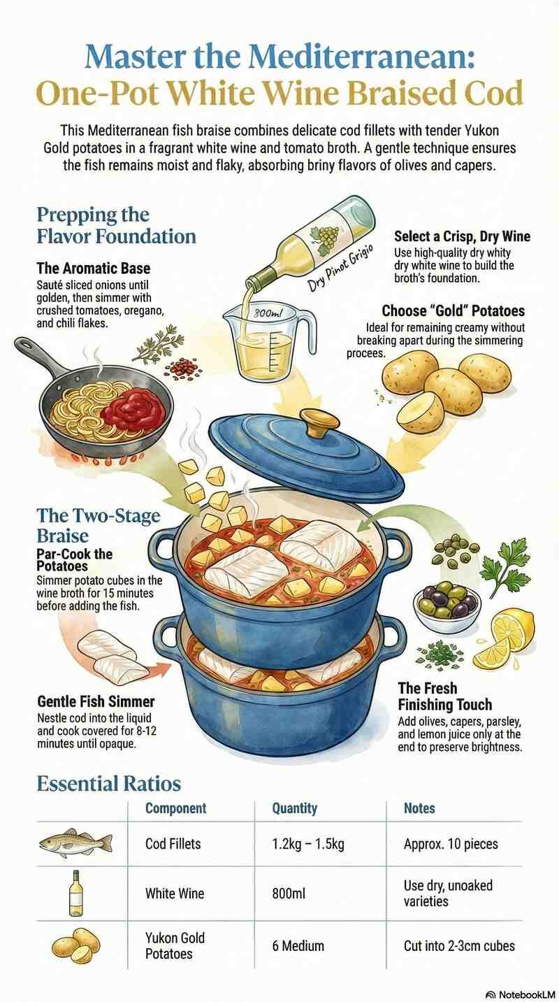 Mediterranean White Wine Braised Cod Infographic