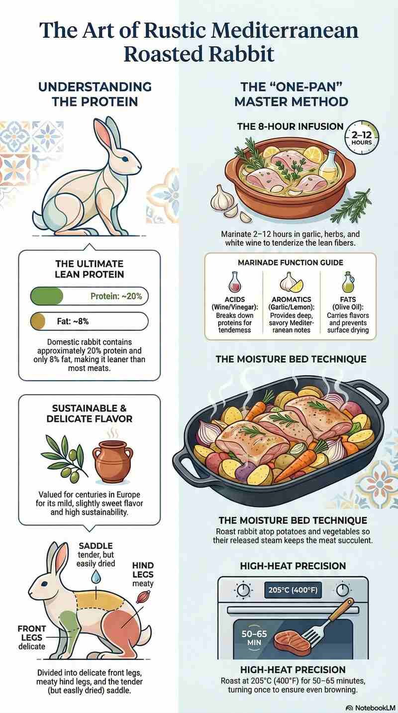 Rustic Mediterranean Roasted Rabbit Guide Infographic