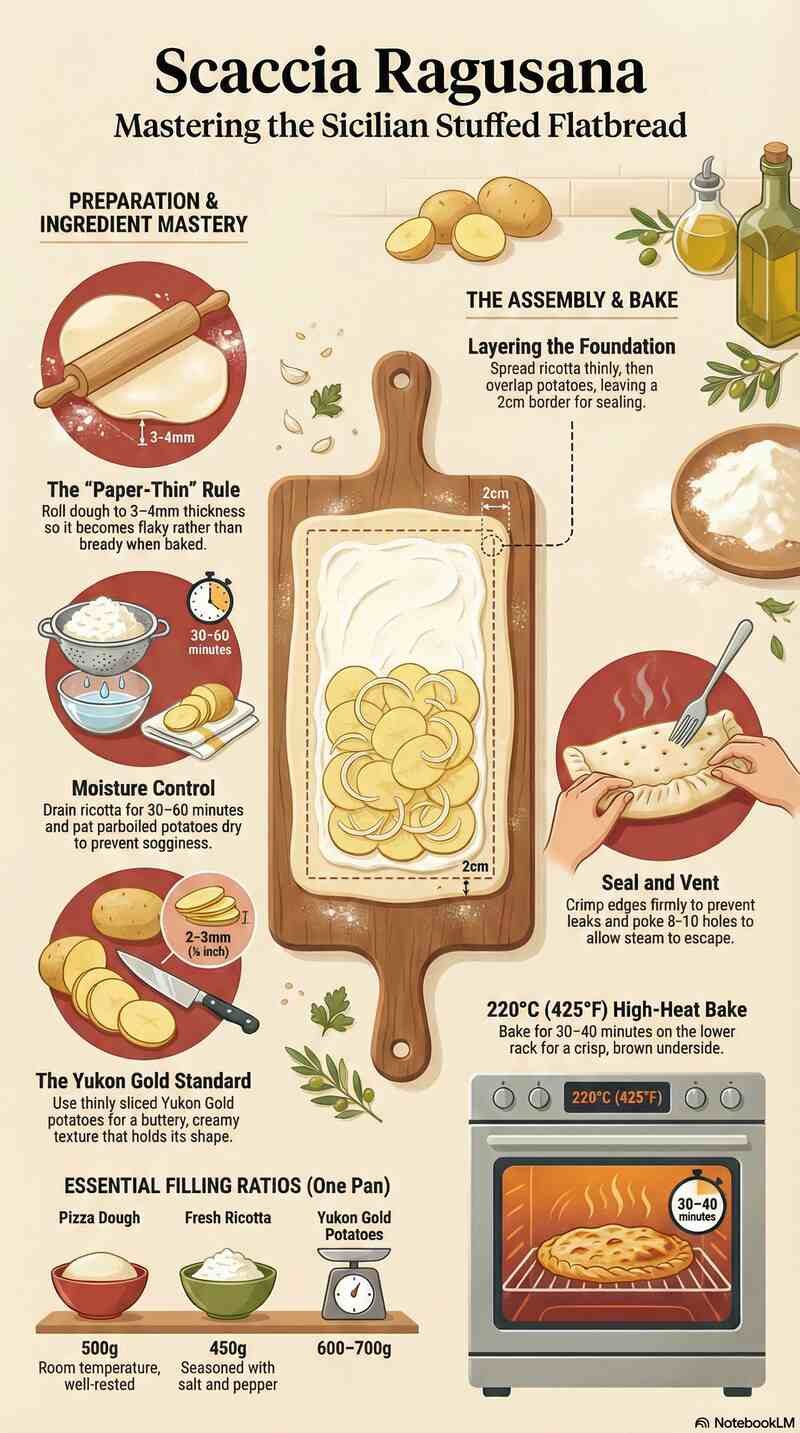Scaccia Ragusana Preparation Guide Infographic
