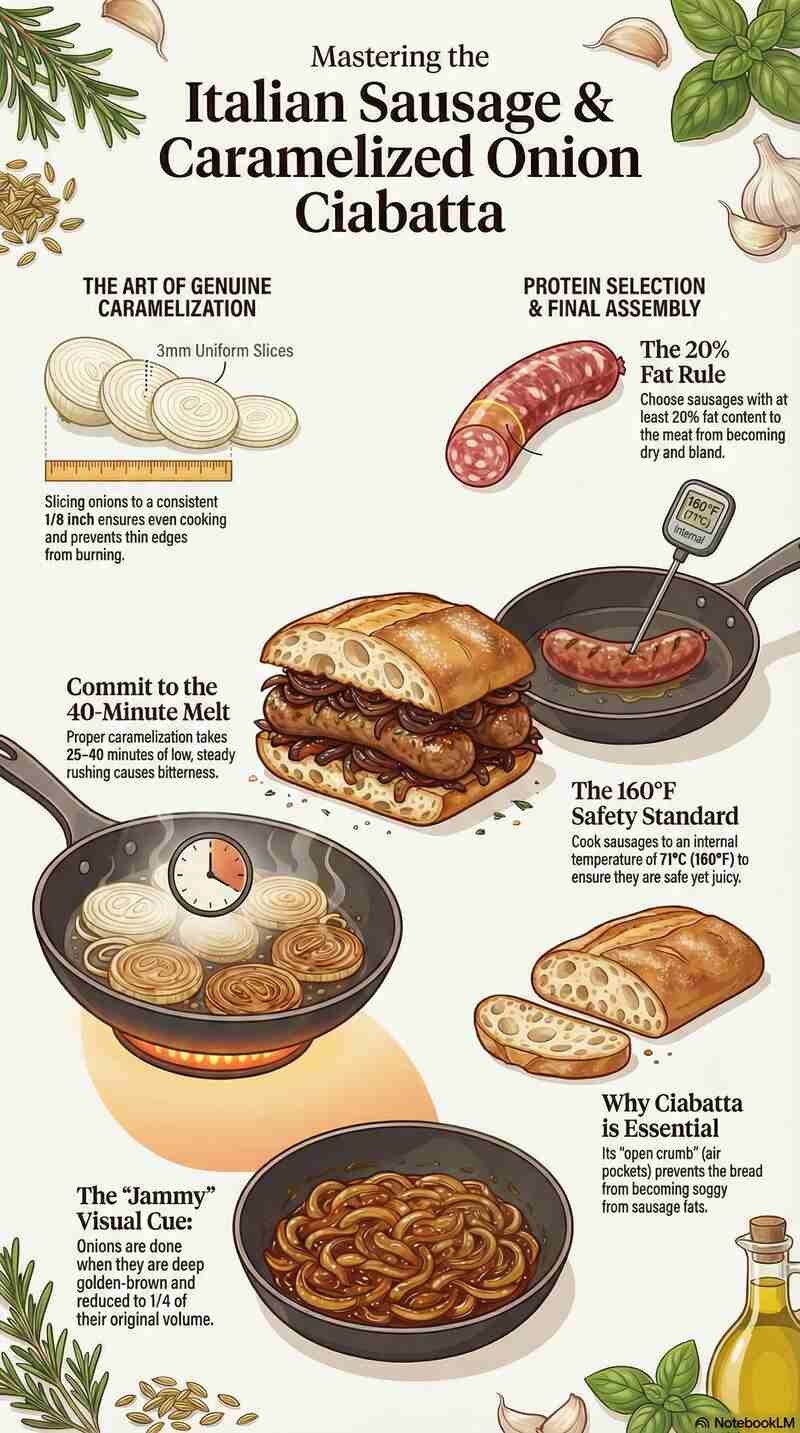 Sausage Onion Ciabatta Sandwich Guide Infographic