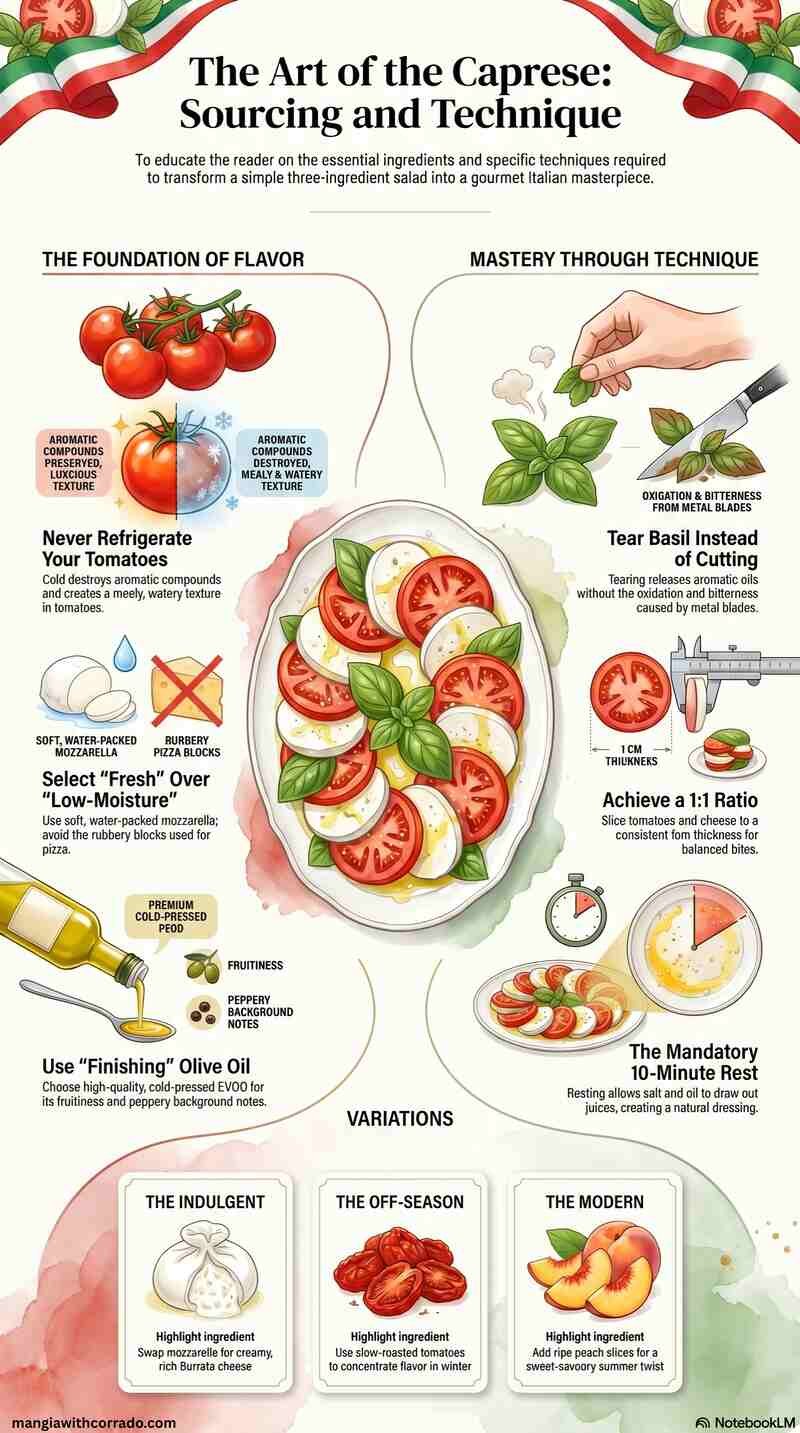 Caprese Salad Sourcing and Technique Infographic